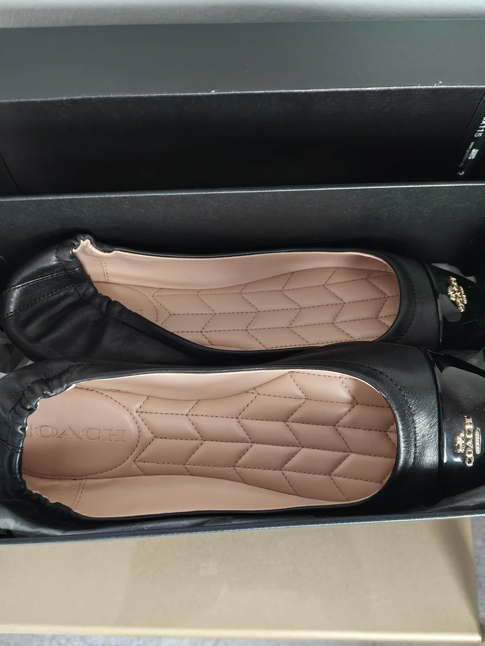 Coach Bonnie Patent Leather Ballet Flat Shoes - Black